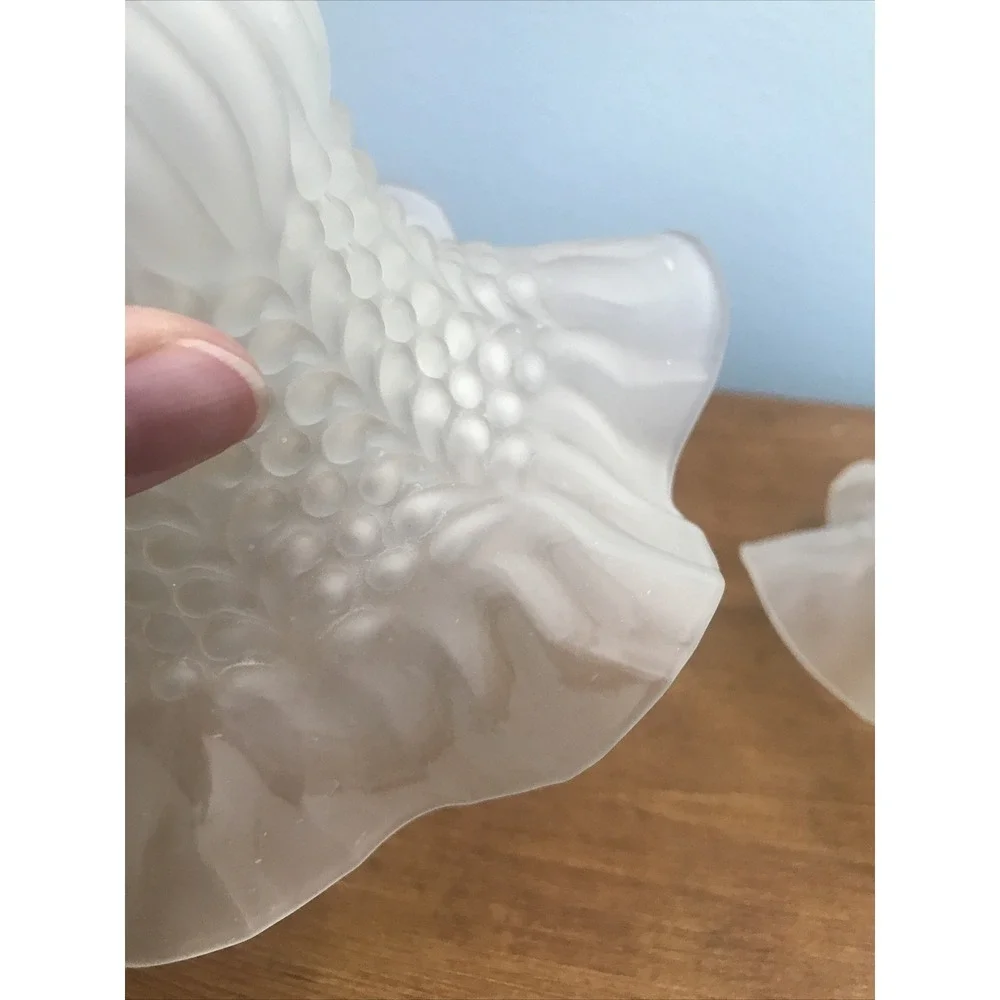 2 Frosted Glass Shade Globe Ruffled Replacement Ceiling Fan Vanity Light Fixture